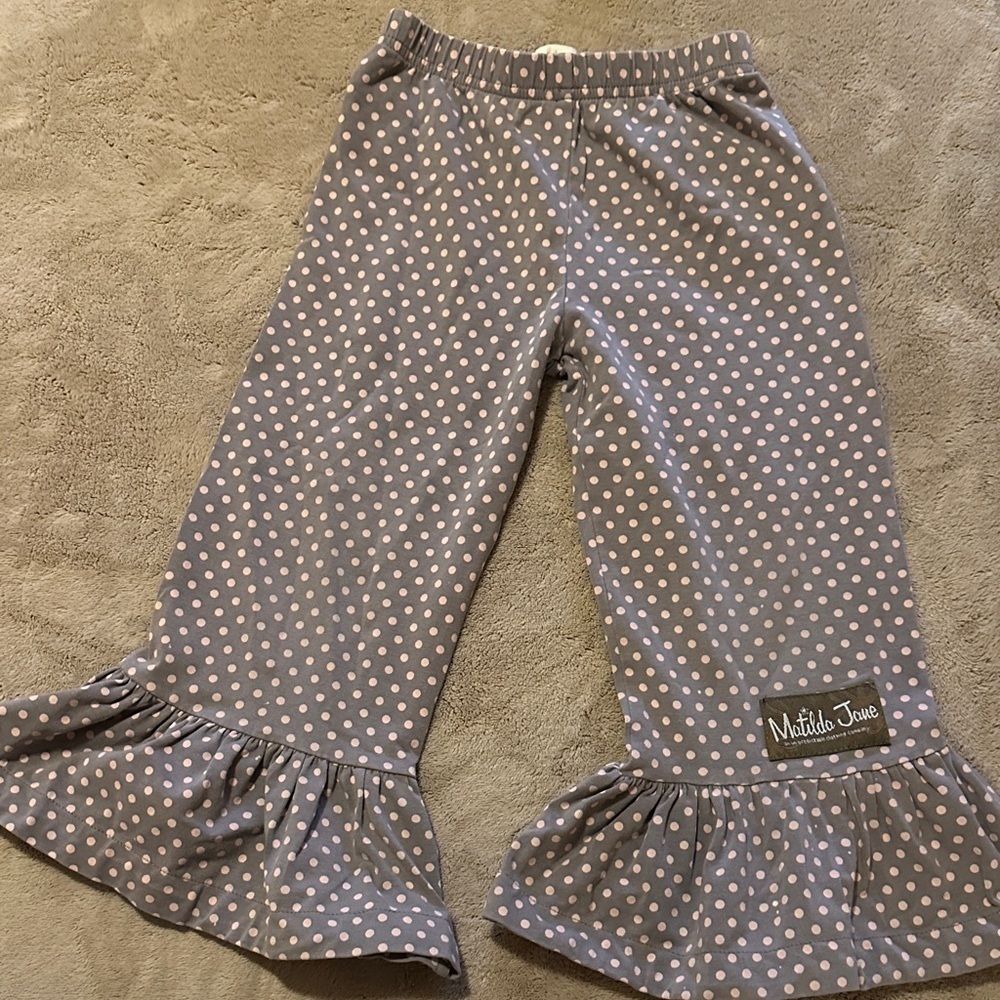 Matilda Jane Gray Pants with Pink Polka Dots